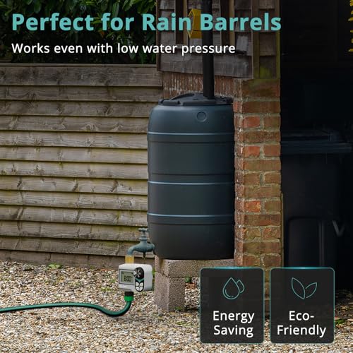 QUOBAS Zero Pressure Water Timer, Sprinkler Timer for Garden Hose Faucet | Brass Programmable Hose Timer, Rain Delay/Manual/Automatic Irrigation System, Low Pressure Watering Compatible Rain Barrel - size: Interval Program 1 Zone