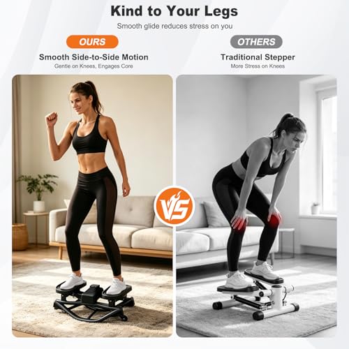 Rocking Steppers for Exercise at Home 3D Motion Stair Stepper with Resistance Bands 350 LBS Loading Capacity Exercise Equipment Low-Impact Balance Board for Full Body Workout - color: Black