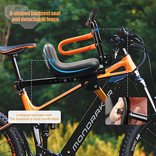 Child Bike Seat for Adult Bike,Retractable Baby Bike Seat Front Mounted for Children 2-6 Years Old - color: gold for MTB