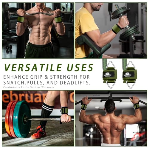 Wrist Cuffs Weight Lifting Straps – Heavy-Duty Cable Machine Attachments & Weightlifting Wrist Support for Lateral Raises, Pull Exercises & Strength Training - color: armygreen, size: size L