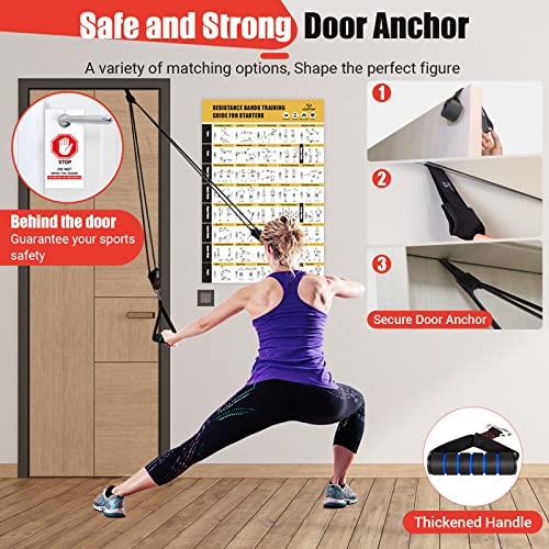 Resistance Bands with Handles for Women, 5 Level Exercise Bands Workout Bands for Physical Therapy, Yoga, Pilates, Door Anchor, Storage Pouch - color: Black