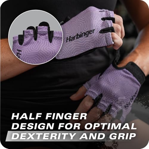 Harbinger Power Gloves 3.0 - Durable Half Finger Weightlifting Gloves with Adjustable Wrist Closure, Breathable Leather Palm, Small, Women's - color: Carbon, size: Large