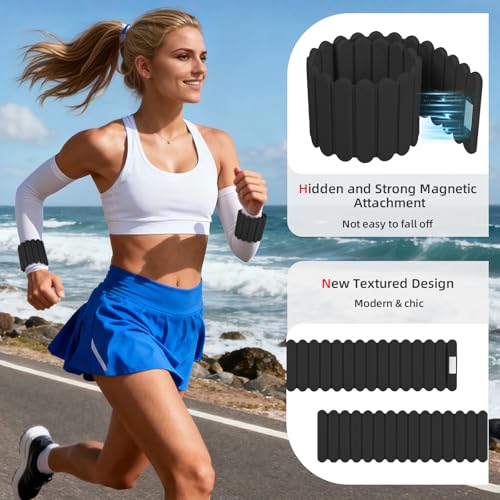 Abahub Adjustable Wrist & Ankle Weights 2Pack, Wearable Silicone Weighted Bracelet for Women, Arm Leg Weights for Home Gym Workout, Jogging, Yoga & Pilates - color: Magnetic Black, size: 2.2LB Pair (1.1LB Each)