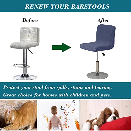 HFCNMY Bar Stool Covers with Backs,4 Pack Stretch Bar Stool Chair Covers,Jacquard Bar Stool Covers,Washable Bar Chair Covers Swivel Barstool Covers Slipcovers with Back Blue - color: Blue