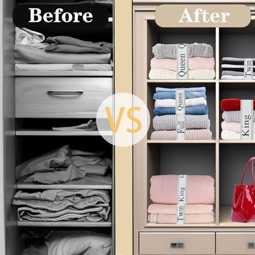 24 Pieces Bed Sheet Organizer Bands, Closet Organization Sheet Straps, Linen Labels Bedding Bands, Elastic Bed Sheet Storage Sheet Keepers （6PcsQueen 6PcsKing 6PcsTwin 6PcsFull） - color: Grey, size: 24PCs (6 Queen & 6 King & 6 Twin & 6 Full)
