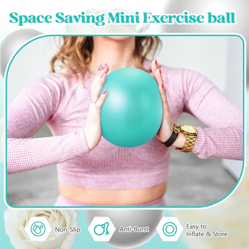 Sotiff 20 Pcs 9 Inch Pilates Ball Bulk Exercise Pilates Ball Mini Yoga Balls Therapy Core for Stability Barre Training Stretching Physical Posture Training Gym Workout with Inflation Tube - color: Mint Green