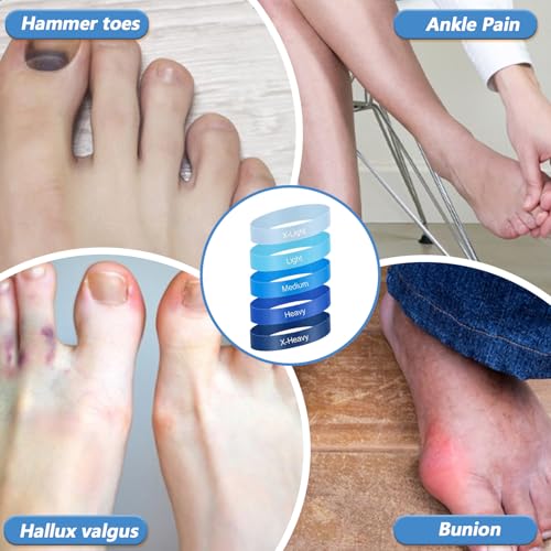 Toe Stretch Bands for Bunions, Women and Men, 5Pcs, Blue | Toe Resistance Bands, Storage Bag Included