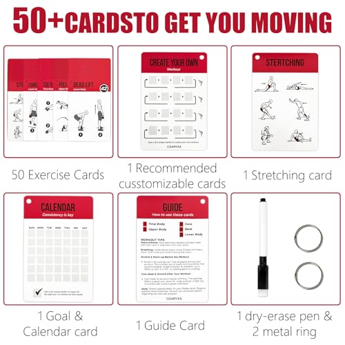 Kettlebell Cards for Women & Men-50 Kettlebell Workout Cards，Includes 2 Rings& Dry-Erase for Easy Organization-Home, Gym or Studio (Kettlebell) - color: Kettlebell