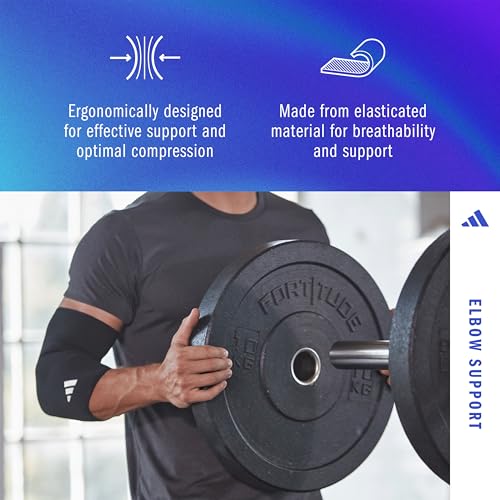 adidas Elbow Support Sleeve - Seamless and Smooth Elbow Support for Training, Competitions, and General Fitness - Ergonomic Design, Nylon Trim - Durable & Breathable - Black (Red Logo), X-Large - size: X-Large, style: adidas Elbow Support