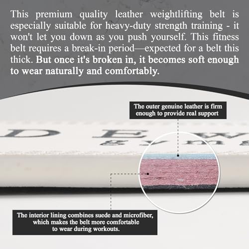 Weight Lifting Belt, 10mm Thick, 4-Inch Wide Heavy Duty Leather Lever Gym Belt, Ideal for Weightlifting, Squats, Deadlifts, Powerlifting, Cross Training and Weight Training - color: White, size: L(40"-44")