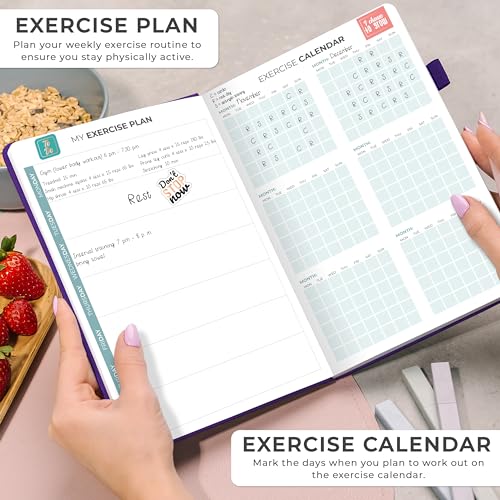 Clever Fox Weekly Meal Planner - Weekly & Daily Meal Prep Journal with Shopping and Grocery Lists for Menu Planning, Healthy Diet & Weight Loss Tracking, Lasts 1 Year, Undated, A5 - Purple - color: Purple