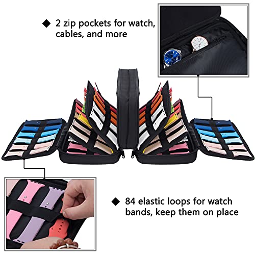 PACMAXI 84 Watch Bands Storage Carrying Case Compatible with Watches | Expandable Watch Band Holder Fit for Most Sizes of Watch Straps, Organizer for Watch Bands Accessories, Bag Only,Black - color: Black