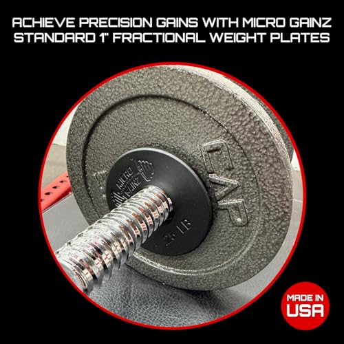 Micro Gainz Standard 1-Inch Center Hole Fractional Weight Plates Set of 2 Plates, Choose Set (.25LB-1.25LB), Designed for Standard 1-inch Barbells & Dumbbells, Made In USA - color: .25lb Black