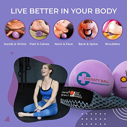 YOGA TUNE UP® Therapy Balls in Tote by Tune Up Fitness - Massage Balls for Trigger Point, Pressure Point & Myofascial Release - Use as Single or Peanut Ball for Pain Relief & Relaxation (Deep Purple) - color: ['Deep Purple'], size: ['2.5 Inch (Pack of 1)'