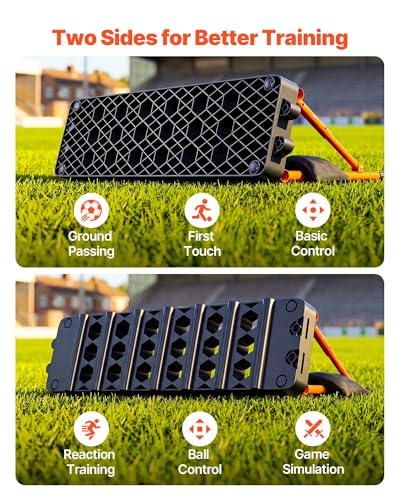 VEVOR Soccer Rebounder Board, Mult-Adjustable Angles Portable Soccer Rebound Wall, Foldable Kickback Board, Soccer Practice Equipment, Ideal for Kids & Adults Passing & Shooting Drills - size: 37.4" x 9.8"