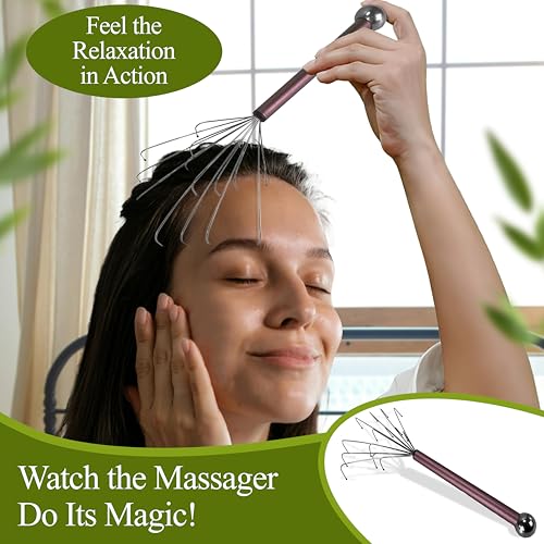 stargo Massage Master Metal Back Scratcher for Men, Women, Elderly - Wide Wire Claw Scratching Head Body Massager - Hand Back Scratch for Adults, Dogs - Massage Stick Gift - color: Metallic Pink