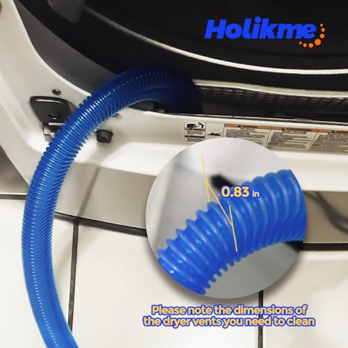 Holikme Dryer Vent Cleaner Kit 2Pack - Lint Vacuum Attachment & Brush | Deep Blue Dryer Vent Vacuum Hose Attachment & Brush Reach Deep Traps - Remove Hidden Lint, Speed Drying & Reduce Fire Risk - color: Dark Blue