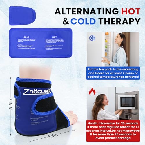 Ankle Ice Pack Wrap Reusable Gel Cold Compression for Foot Discomfort Ice Wrap for Feet Swelling and Recovery Plantar Fasciitis Achilles Tendonitis Sprained Ankles Heel Spur Pain Relief (Black) - color: Black