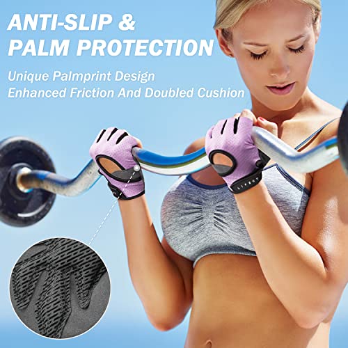 LIFECT Freedom Workout Gloves, Knuckle Weight Lifting Shorty Fingerless Gloves with Curved Open Back, for Powerlifting, Gym, Women and Men - color: Purple, size: X-Small