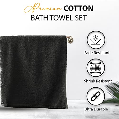 KAHAF COLLECTION 100% Cotton Bath Towels, 24x48 Pack of 6 Towels, Quick Dry, Highly Absorbent, Soft Feel Towel, Gym, Spa, Bathroom, Shower, Pool, Luxury Soft Towels (Grey, 24x48-6 Pack) - color: Grey, size: 24x48 - 6 Pack