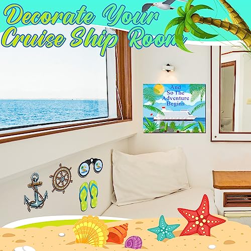 Kanayu 6 Pcs Adventure Cruise Door Decorations Magnetic Large Ship Decorations Magnets Anchor Cruise Decor Car Fridge Magnet Decal for Carnival Stateroom Door - style: Adventure