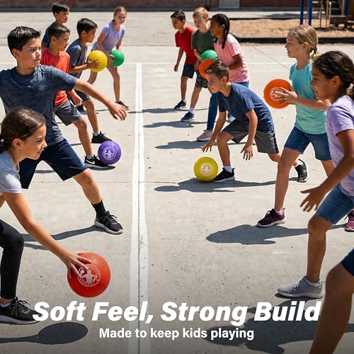 GoSports Inflatable Dodgeballs - Choose 5 Inch or 7 Inch No Sting Balls - Set of 6 Includes Ball Pump & Mesh Bag - color: 7" Balls 6 Pack - Multicolor