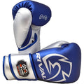 RIVAL Boxing RB100 Professional Bag Gloves, 6mm of D30 Padding, Handcrafted Microfiber, Innovative Wrist Lock 3 System - color: Blue/Silver, size: Small