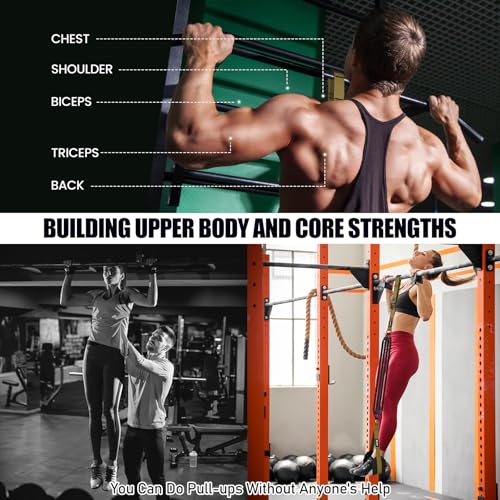Pull Up Assistance Bands 260lbs, Heavy Pull Up Bands Resistance Bands for Pull Ups Working Out with Feet Rest, Pull Up Bar Bands Assistance Bands Strength Training Workout Equipment, Height Adjustable - color: army green