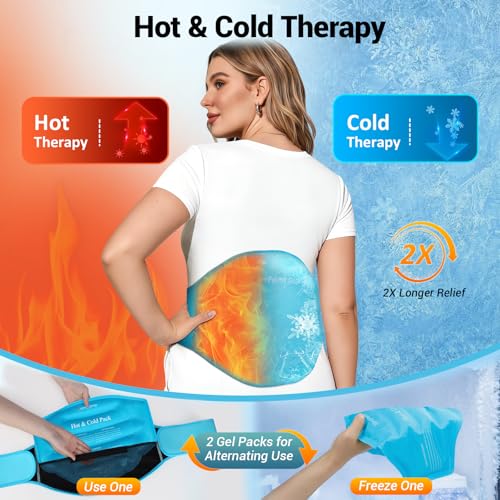 Comfytemp Extra Large Back Ice Pack for Lower Back Pain, Sciatica Relief, Reusable Hot Cold Therapy Wearable Gel Pack Wrap for Injuries, Surgery Recovery, Herniated Disc, FSA Eligible HSA, 2 Gel Packs - color: Blue-large Back Ice Pack-2 Gel Packs