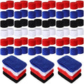 Lounsweer Wrist Sweatbands Bulk for Kids Adult Teams Sweat Bands Sports Wristband Athletic Neon Sweatbands for Football Basketball Tennis Running Gym Party Gifts - color: Red, Royal Blue, White, Black