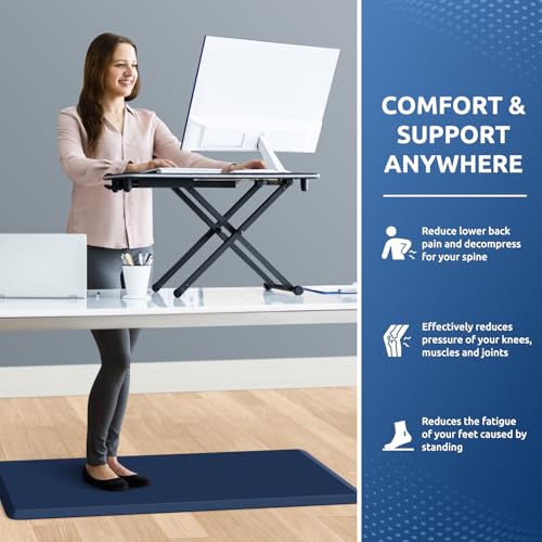 KitchenClouds Kitchen Mat Cushioned Anti Fatigue Kitchen Rug 17.3"x39" Water Resistant Non Slip Kitchen Rugs and Mats Standing Desk Mat Comfort Floor Mats for Kitchen House Sink Office (Blue) - color: Blue, size: 39"L x 17.3"W x 0.5"Th