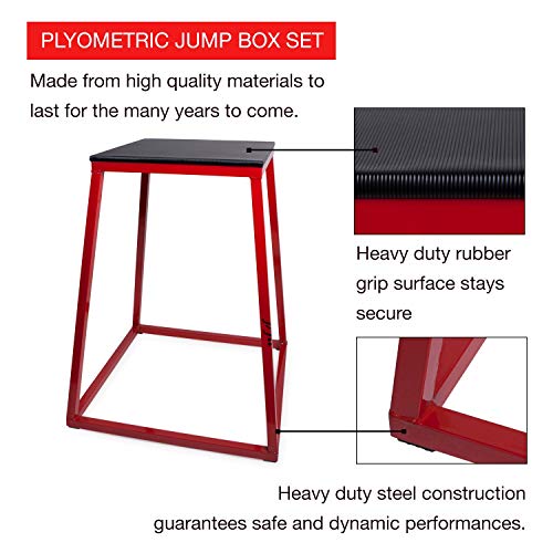 JFIT Plyometric Boxes - Made in Taiwan NO Assembly Required Single - Height Box Set and Adjustable Box Options Plyometric Platform and Jumping Agility Box for Training Conditioning Strength Training - style: 12",18",24",30" (Set of 4 Plyo Boxes)