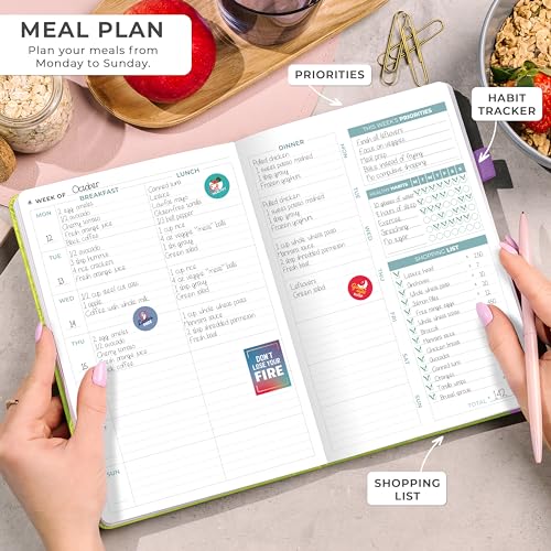Clever Fox Weekly Meal Planner - Weekly & Daily Meal Prep Journal with Shopping and Grocery Lists for Menu Planning, Healthy Diet & Weight Loss Tracking, Lasts 1 Year, Undated, A5 - Neon Yellow - color: Neon Yellow