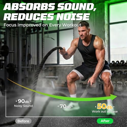 PRAISUN 0.56" Rubber Top Gym Flooring, Heavy Duty Interlocking Gym Mats for Home Gym, Non-Slip Workout Mat, 24 x 24in Large Gym Floor Mat, Protect Floors from Weights & Equipment, 48 Sq Ft, Black/Grey - size: 12 Tiles (48 Sq Ft)