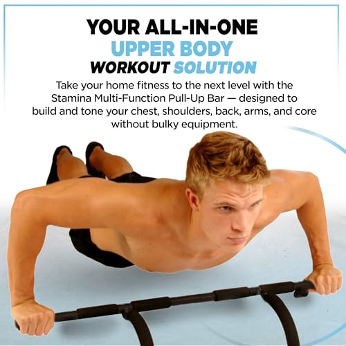 Stamina Products Multi-Function Pull-Up Bar for At-Home Upper-Body Workouts with 12 Grip Options for Targeting Chest, Shoulders, Back, Arms or Core