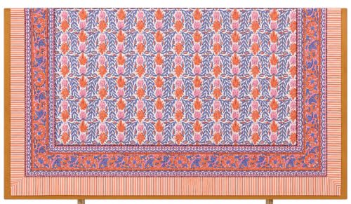 100% Cotton Hand Block Print Pareo Sarong Swimsuit Wrap Skirt Cover Up Long Women’s Apparel Fabric Beach Bikni (73" x 44") - color: Orange 1