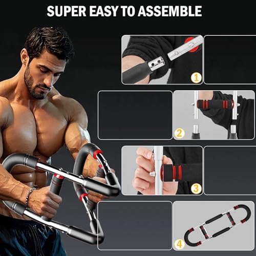 Latest-Gen Twister Arm Trainer, Adjustable Power Spring Workout Bar, Forearm Triceps Chest Exerciser Strengthener, Detachable Portable Home Fitness Equipment for Enhancing Upper Body Muscle - style: 60-90lbs