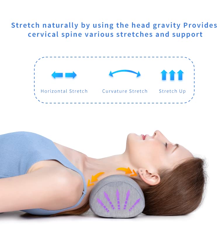 Bespilow Cervical Neck Traction Pillow for Pain Relief - 30 Min Daily Stretcher & Relaxer - Dual-Layer Memory Foam Neck Roll for Back Sleeping - Small Orthopedic Bolster with Cooling Cover - color: 1 Pillow +1 Pillowcase (Pink)