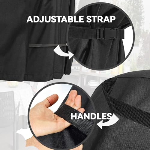 Outdoor Patio Square Table Cover 42 inch Black Heavy Duty Waterproof Cover for Square Slatted Tabletop - color: Black, size: 42"x 42"x 28"