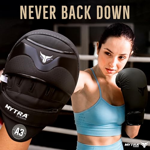 Mytra Fusion Air Boxing Mitts Real Leather Boxing Pads for MMA Muay Thai Training and Martial Arts Punching Pads Kickboxing Focus Mitt and Focus Pads with Pair