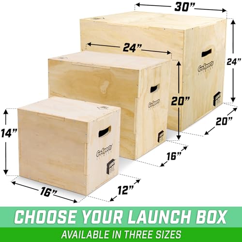 GoSports Fitness 3-in-1 Plyo Jump Box - Small, Standard, or XL - Launch Box Exercises for All Skill Levels - style: Small - 12 Inch x 14 Inch x 16 Inch