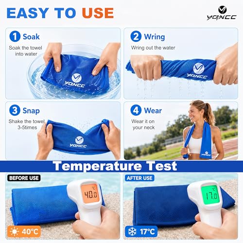 YQXCC 6 Pack Cooling Towels (47"x12"), Ice Cool Neck Towel, Soft Breathable Microfiber for Yoga, Golf, Gym, Running, Camping & Hot Weather - color: Light Blue*2/ Light Gray*2/ Dark Gray*2