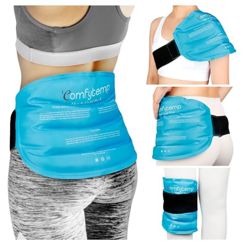 Comfytemp Large Ice Pack for Injuries Reusable Gel Ice Pack for Lower Back Pain Relief, Sciatica, Hot Cold Wrap Compress Recovery Item for Surgery, Swelling, Lumbar, Shoulder, Knee, Hip, for Men Women - color: Blue-large Body Ice Pack-1 Gel Pack