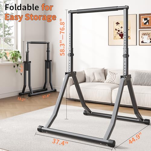 Foldable Pull Up Bar Station 58.3''-76.8'' Power Tower - color: 58.3"-76.8"