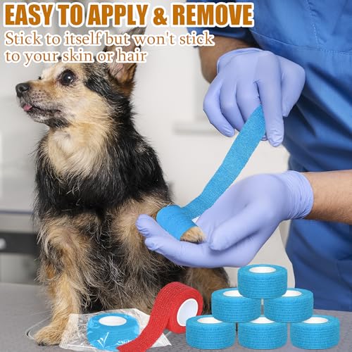 6 Pack 1 Inches Self Adhesive Bandage Wrap Breathable Cohesive Bandage Elastic Tape for Pets, Athletic, Sports, Wrist, Knee, Ankle(5 Yards Per Roll, Light Blue) - color: Light Blue, size: 1 Inch
