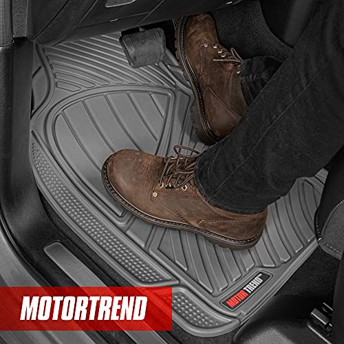 Motor Trend FlexTough™ Baseline Rubber Car Floor Mats with Trunk Mat Cargo Liner, Front & Rear Combo Set fits Most Car SUV Van Coupe Sedan, Heavy Duty All Weather Trim to Fit - color: Gray, size: Extra Large