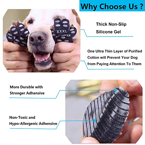 Dog Paw Protector Gripper Traction Pads,Dog Paw Covers,Foot Stickers in Summer Hot/Winter Cold Pavement,Dog Shoes Booties Socks Replacement,12 Sets (48 pcs) XXXL Black - size: XXXL-3.3*3.1 inch(L*W)