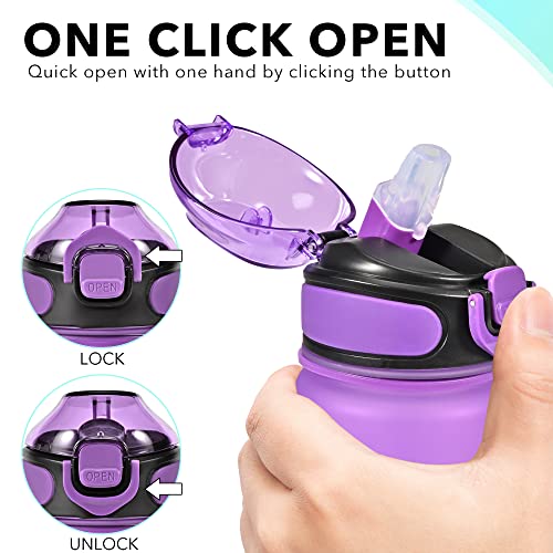 Enerbone 32 oz Drinking Water Bottle with Times to Drink and Straw, Motivational with Carrying Strap, Leakproof BPA & Toxic Free, Ensure You Drink Enough Water for Fitness Gym Outdoor - color: Purple Blue