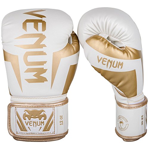 Venum Elite Boxing Gloves - color: White/Gold, size: 10-Ounce