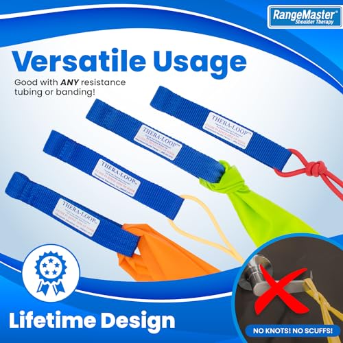 RangeMaster TheraLoop Door Anchors │ Non-Slip │ Complements Exercise Bands or Tubes │ Great for Exercising or Strengthening Activities│10 Pack, Blue - color: Blue, size: 10